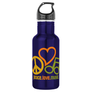 Bouteille D'eau En Acier Inoxydable Paix-Amour-Musique - choisissez la couleur