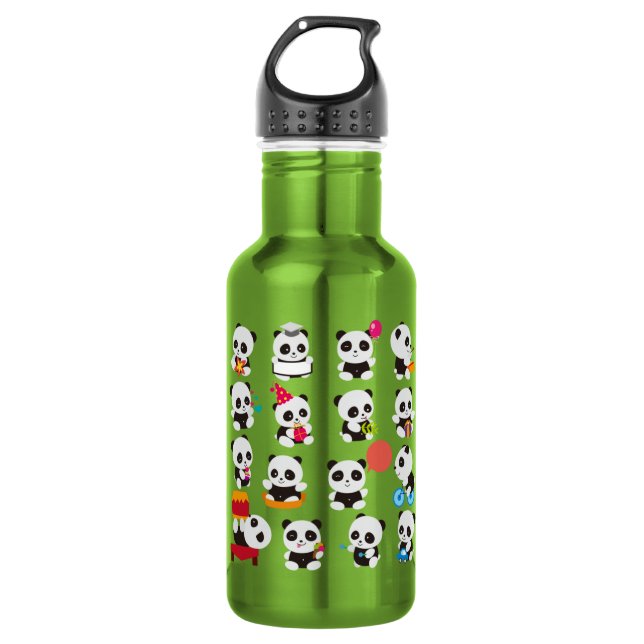 Bouteille d'eau en acier inoxydable Panda Design (Devant)