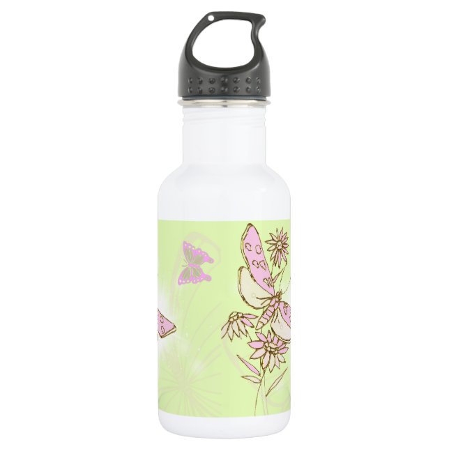 Bouteille D'eau En Acier Inoxydable Papillon rose citron citron (Devant)