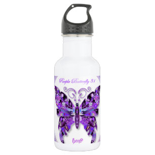 Bouteille d'eau en acier inoxydable Papillon Viole
