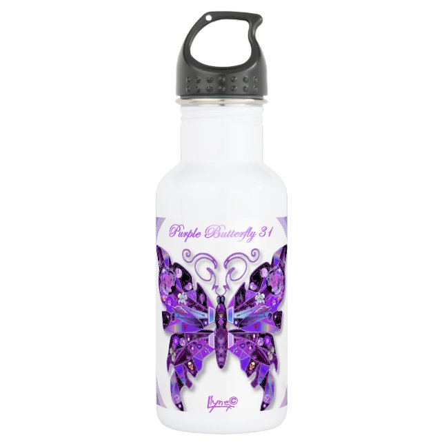 Bouteille d'eau en acier inoxydable Papillon Viole (Devant)