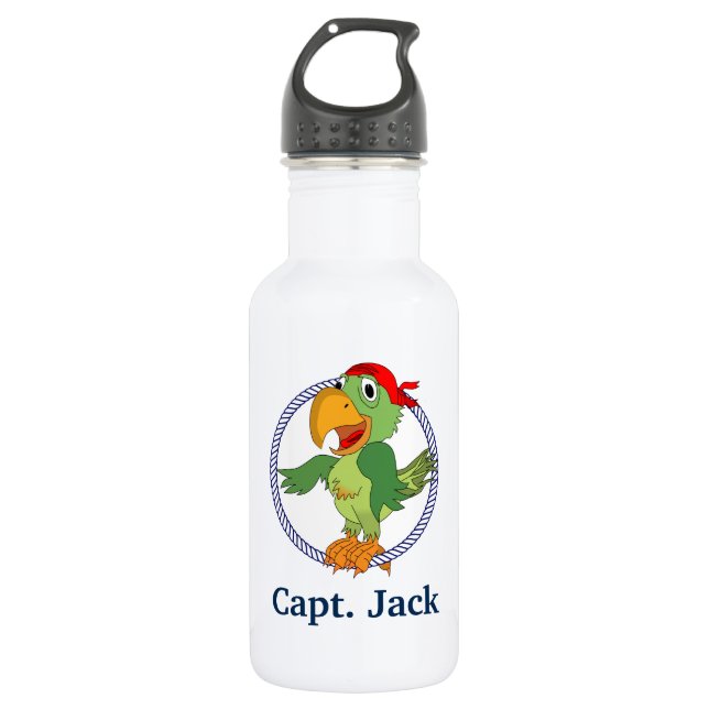 Bouteille D'eau En Acier Inoxydable Parrot de pirate Monogramme Nautique (Devant)