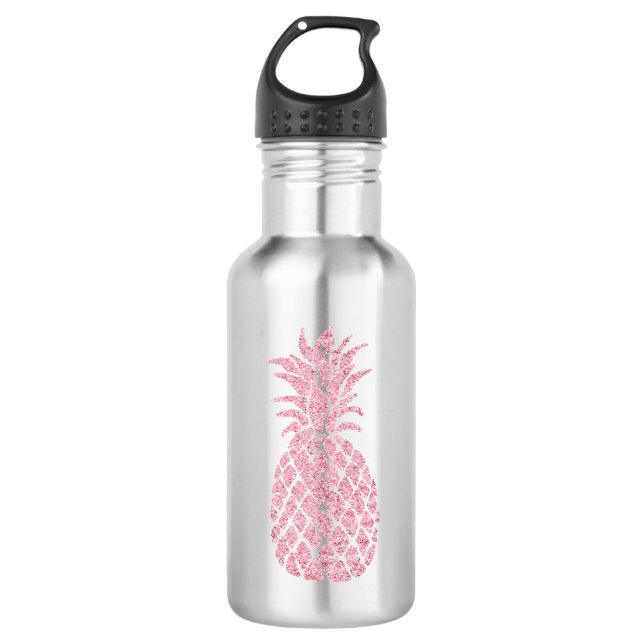 Bouteille D'eau En Acier Inoxydable parties scintillant rose look ananas (Devant)