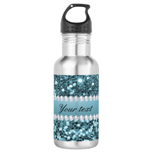 Bouteille D'eau En Acier Inoxydable Parties scintillantes et diamants assez bleus de