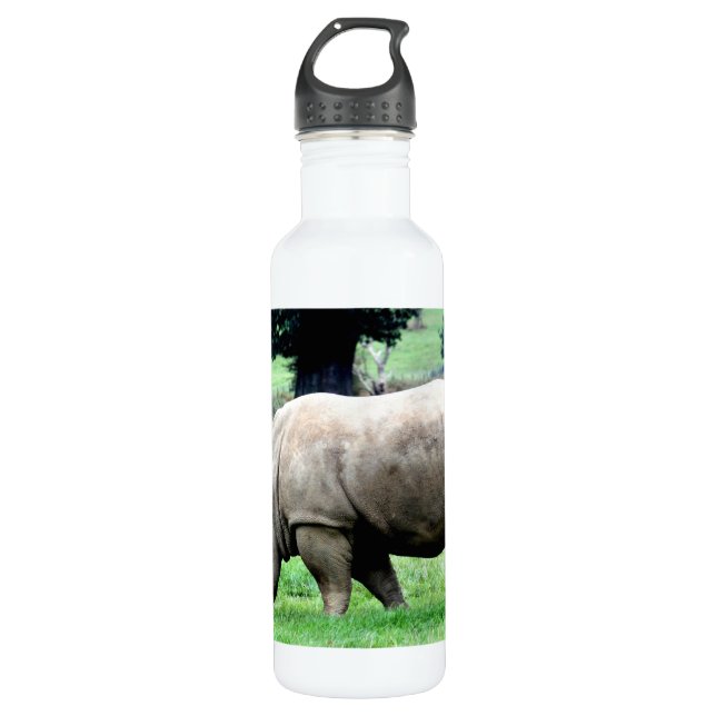Bouteille D'eau En Acier Inoxydable Pâturage du rhinocéros blanc (Devant)