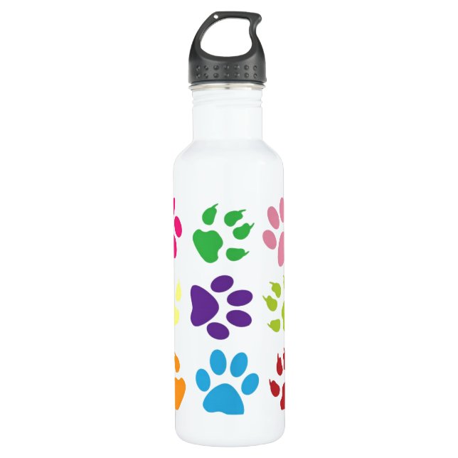 Bouteille D'eau En Acier Inoxydable Paws colorés pour chiens (Devant)
