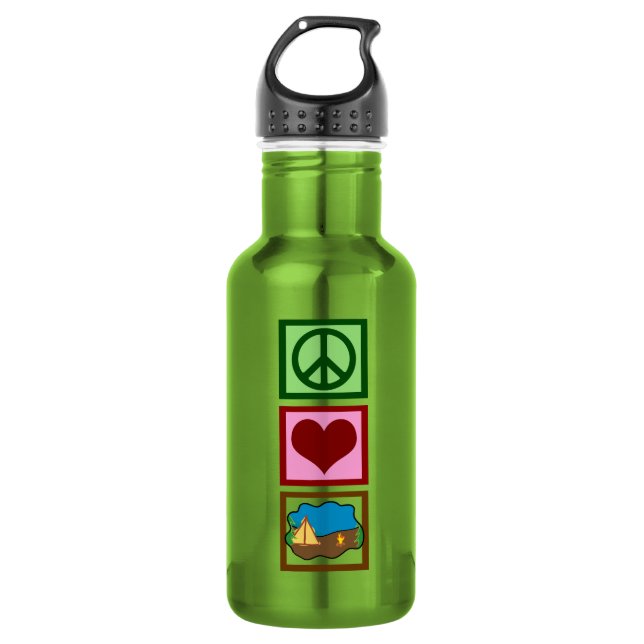 Bouteille D'eau En Acier Inoxydable Peace Love Camping (Devant)