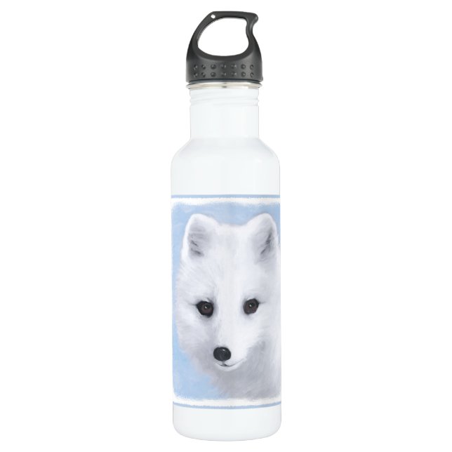 Bouteille D'eau En Acier Inoxydable Peinture Arctic Fox - Art original de la faune (Devant)