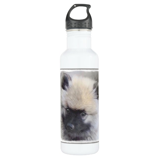 Bouteille D'eau En Acier Inoxydable Peinture de chiot de Keeshond - jolie art de chien (Devant)