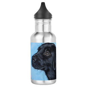 Bouteille D'eau En Acier Inoxydable Peinture de chiot du Labrador noir