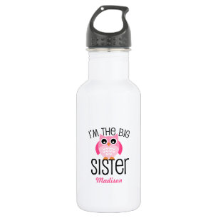 Bouteille D'eau En Acier Inoxydable Personnalisation de Big Sister Pink Owl