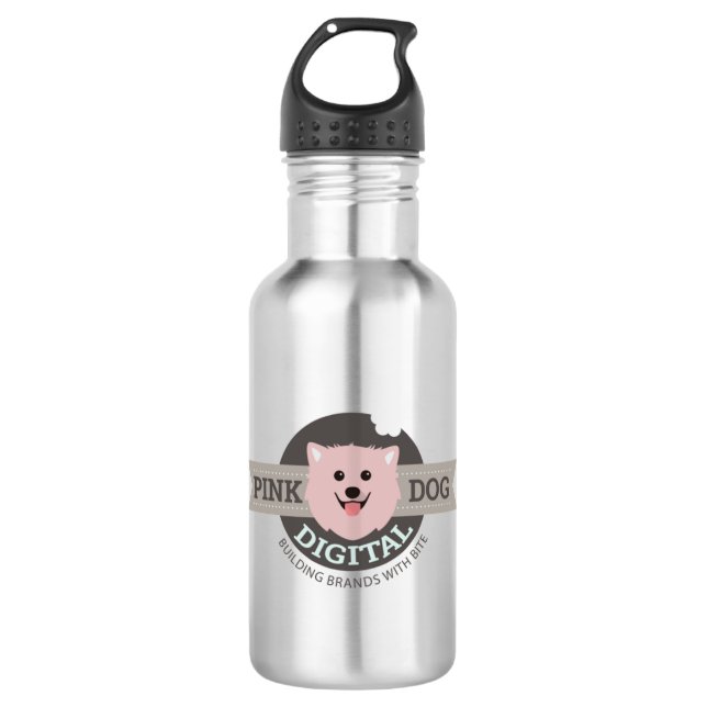 Bouteille d'eau en acier inoxydable Pink Dog Digit (Devant)
