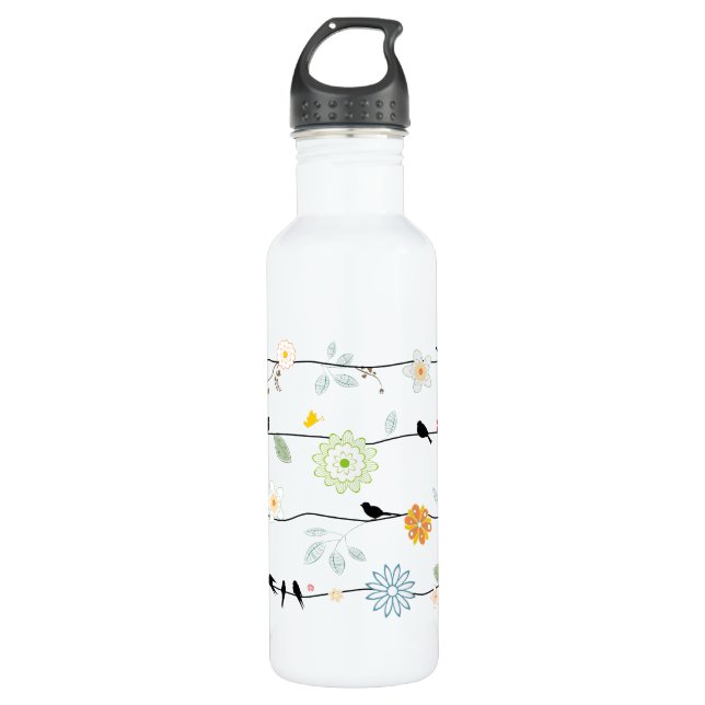 Bouteille D'eau En Acier Inoxydable PixDezines oiseaux sur fils/do-it-yourself arrière (Devant)