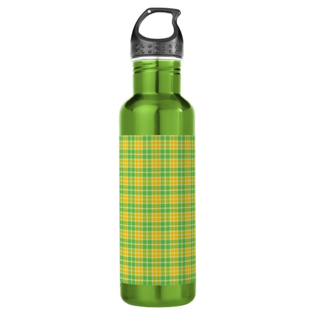 Bouteille D'eau En Acier Inoxydable Plaid Citron-Lime personnalisable (Devant)