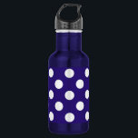 Bouteille D'eau En Acier Inoxydable Pois blancs sur bleu foncé<br><div class="desc">Pois blancs sur bleu foncé</div>