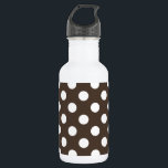 Bouteille D'eau En Acier Inoxydable Pois blancs sur brun<br><div class="desc">Pois blancs sur brun</div>