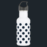 Bouteille D'eau En Acier Inoxydable Pois bleu marine foncé<br><div class="desc">Pois bleu marine foncé sur arrière - plan blanc</div>