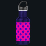 Bouteille D'eau En Acier Inoxydable Pois bleus sur fuchsia<br><div class="desc">Pois bleus sur fuchsia</div>