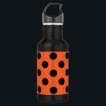 Bouteille D'eau En Acier Inoxydable Pois noirs sur orange<br><div class="desc">Pois noirs sur orange</div>