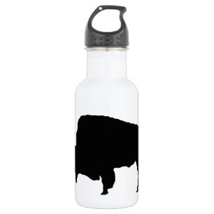 Bouteille D'eau En Acier Inoxydable Pop Art noir et blanc Buffalo Silhouette