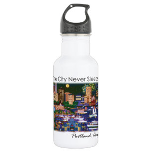 Bouteille D'eau En Acier Inoxydable Portland Oregon @ Nuit