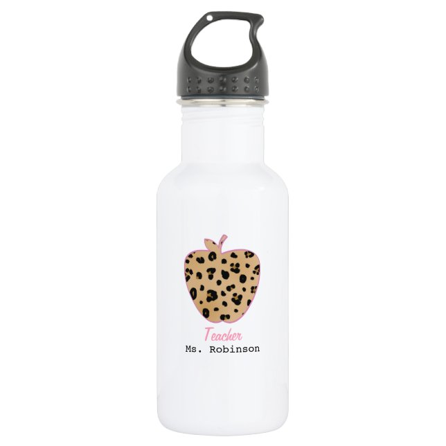 Bouteille D'eau En Acier Inoxydable Professeur d'Apple d'empreinte de léopard (Devant)