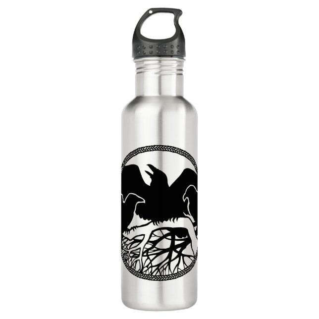 Bouteille D'eau En Acier Inoxydable Raven Art Cool Crow Art Sport Botté (Devant)