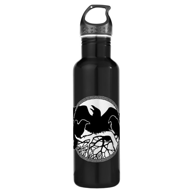 Bouteille D'eau En Acier Inoxydable Raven Art Cool Crow Art Sport Botté (Devant)