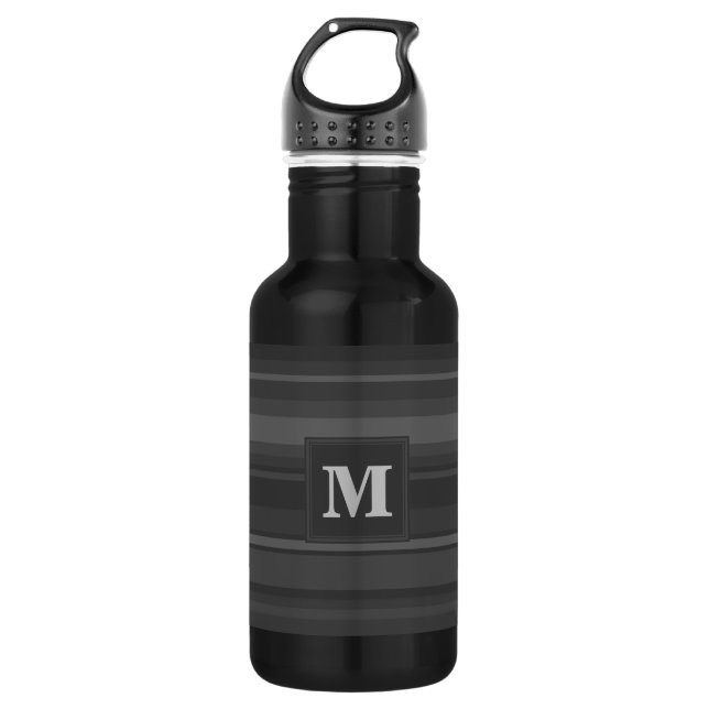 Bouteille D'eau En Acier Inoxydable Rayures de charbon de monogramme (Devant)