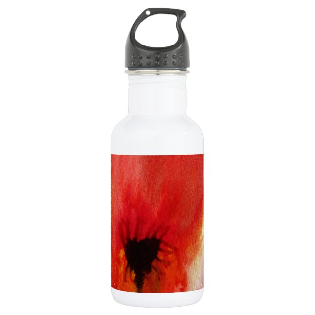 Bouteille D'eau En Acier Inoxydable Red Poppies aquarelle art floral moderne (Devant)