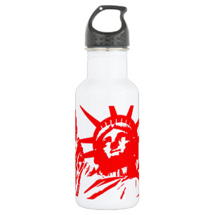 Bouteille D'eau En Acier Inoxydable Red & White Pop Art Lady Liberty