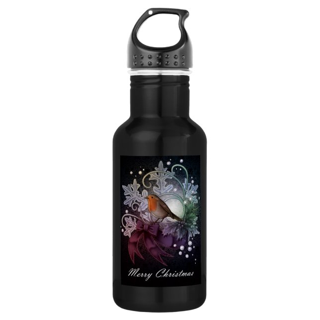 Bouteille D'eau En Acier Inoxydable Robin de Noël (Devant)