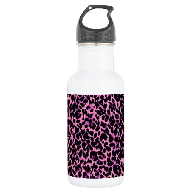 Bouteille d'eau en acier inoxydable rose Cheetah (Devant)