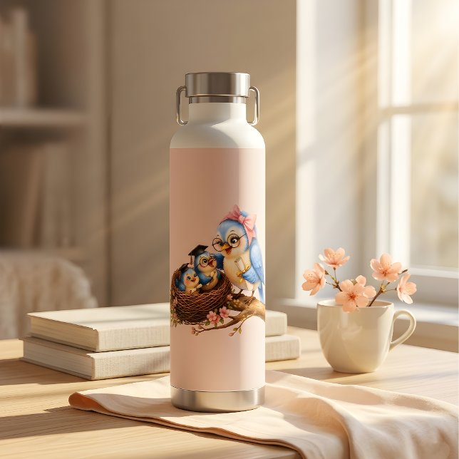 Bouteille d'eau en acier inoxydable rose Oiseau Mi (Créateur téléchargé)