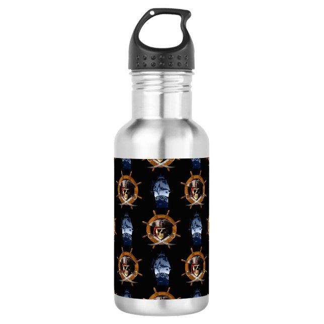Bouteille D'eau En Acier Inoxydable Roue jolly roger pirate (Devant)