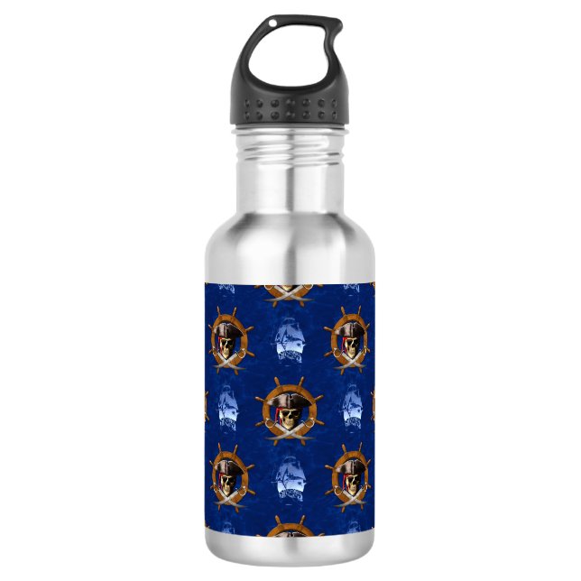 Bouteille D'eau En Acier Inoxydable Roue jolly roger pirate (Devant)