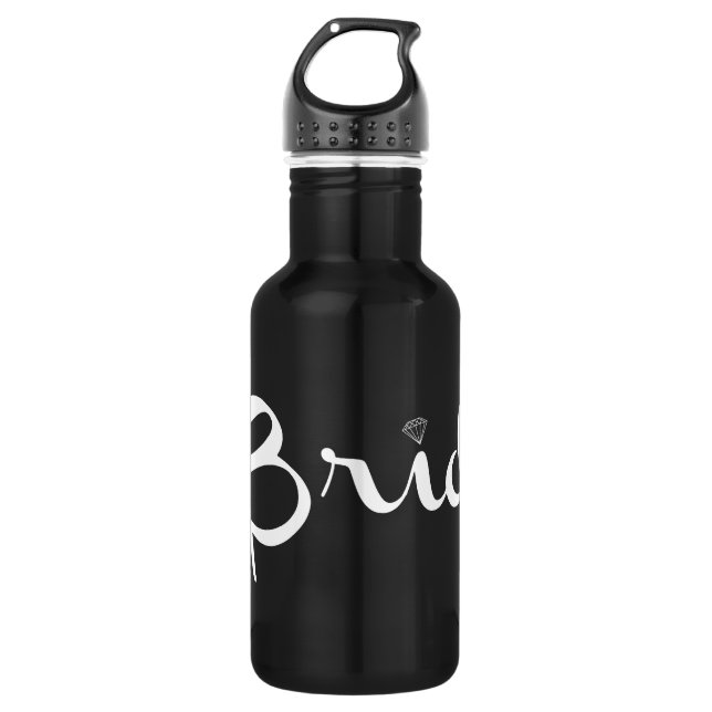 Bouteille D'eau En Acier Inoxydable Script rétro de mariée blanc (Devant)