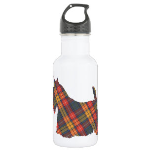 Bouteille D'eau En Acier Inoxydable Silhouette de Terrier Écossais Tartan