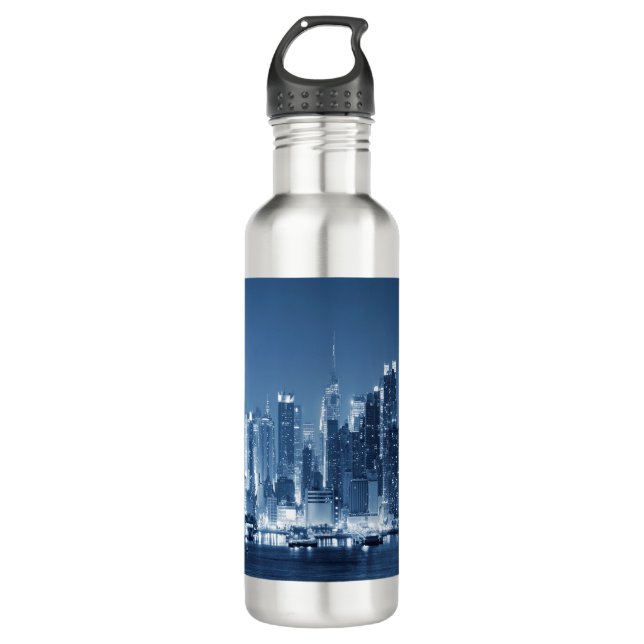 Bouteille D'eau En Acier Inoxydable Skyline de nuit New York City Manhattan (Devant)