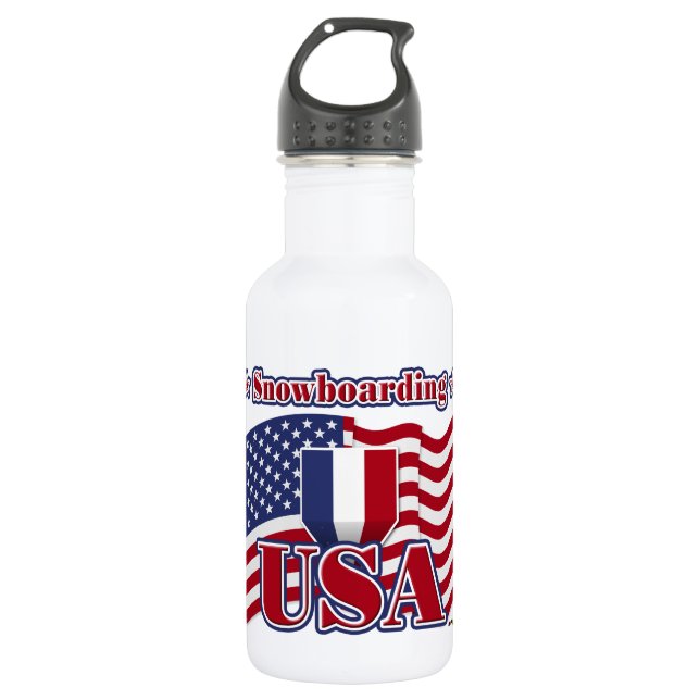 Bouteille D'eau En Acier Inoxydable Snowboard USA (Devant)