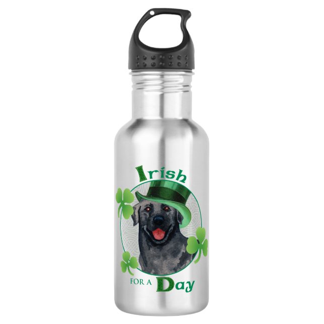 Bouteille D'eau En Acier Inoxydable St. Patrick's Day Black Lab (Devant)