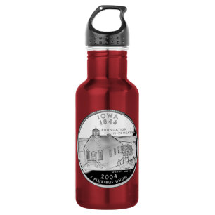 Bouteille D'eau En Acier Inoxydable Traduction de l'État de l'Iowa Face Revers Fausse