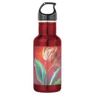 Bouteille D'eau En Acier Inoxydable Tulipes artistiques rouges et jaunes
