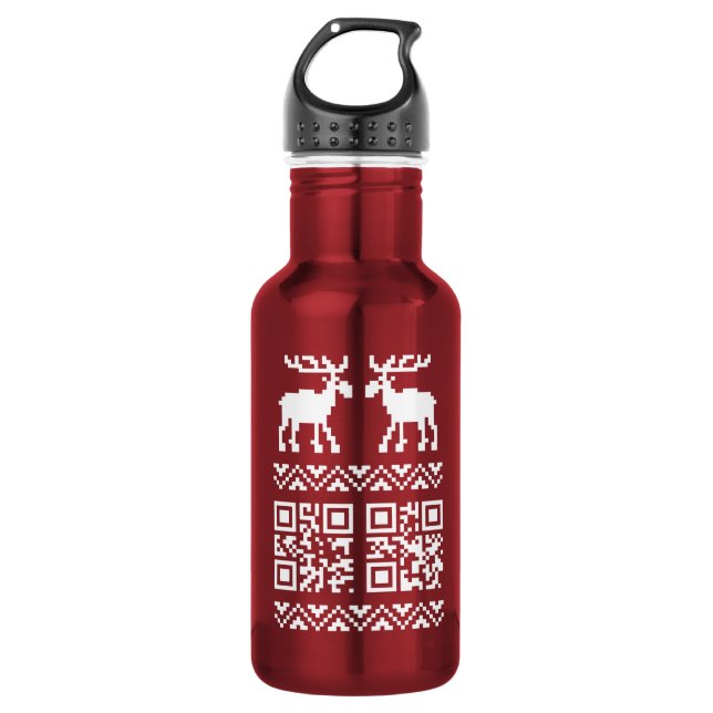 Bouteille D'eau En Acier Inoxydable Vilain Sweater QR Code Bonne année! (Devant)