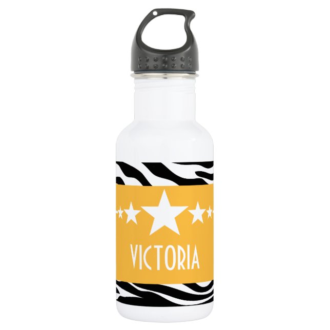 Bouteille D'eau En Acier Inoxydable Yellow Sassy Star Zebra (Devant)