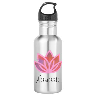 Bouteille D'eau En Acier Inoxydable Yoga multicolore rose Waterbottle de Namaste Lotus
