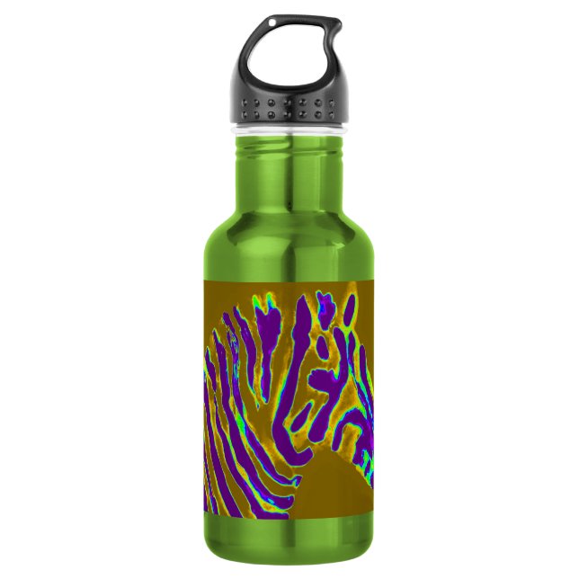 Bouteille D'eau En Acier Inoxydable Zebra Art Purple Stripe (Devant)
