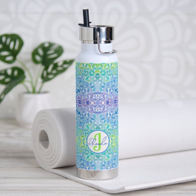 Bouteille d'eau en mosaïque Rhonda (Yoga (pivotée))