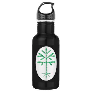 Bouteille d'eau en noir avec un sabot vert