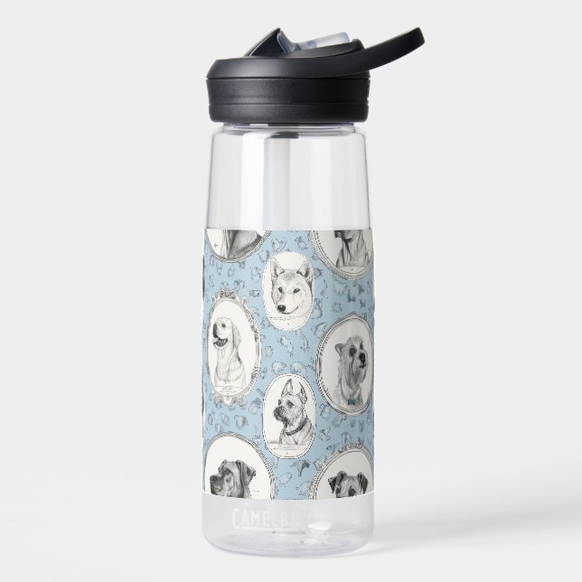 Bouteille d'eau en plastique avec imprimé chien (Gauche)